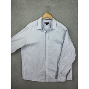 Johnston & Murphy Shirt Mens XL Blue Check Button Front Long Sleeve Cotton Mens